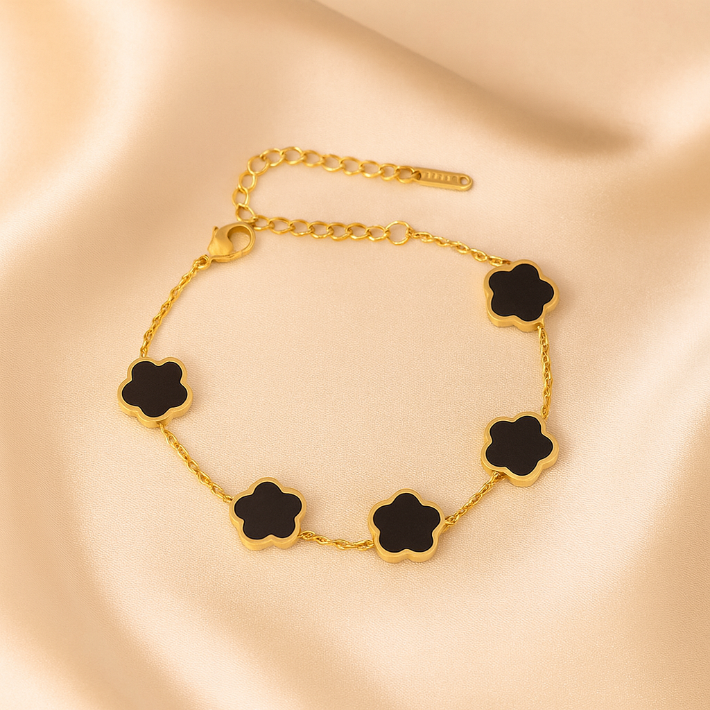 Black 5 clover bracelet