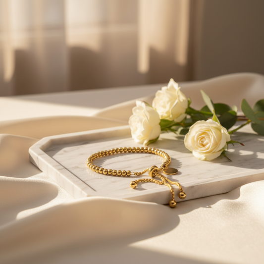 Gold Bead Bracelet promotional image