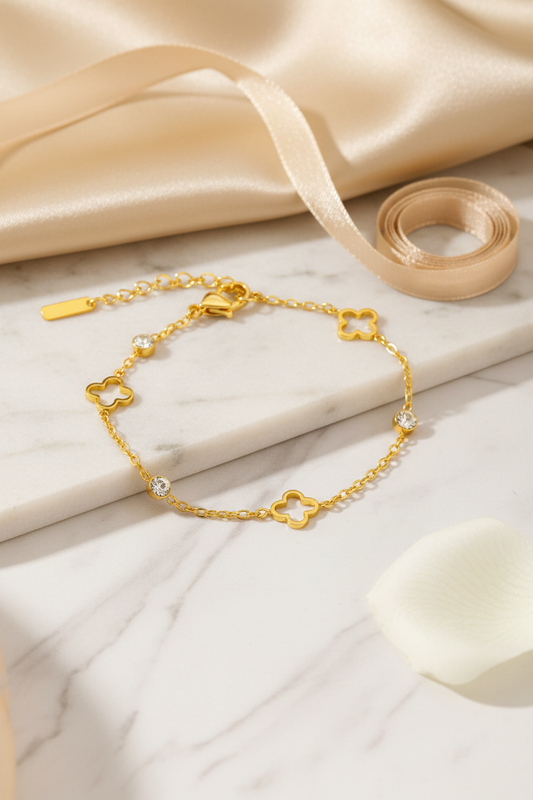 Open Clover Bracelet in elegant setting
